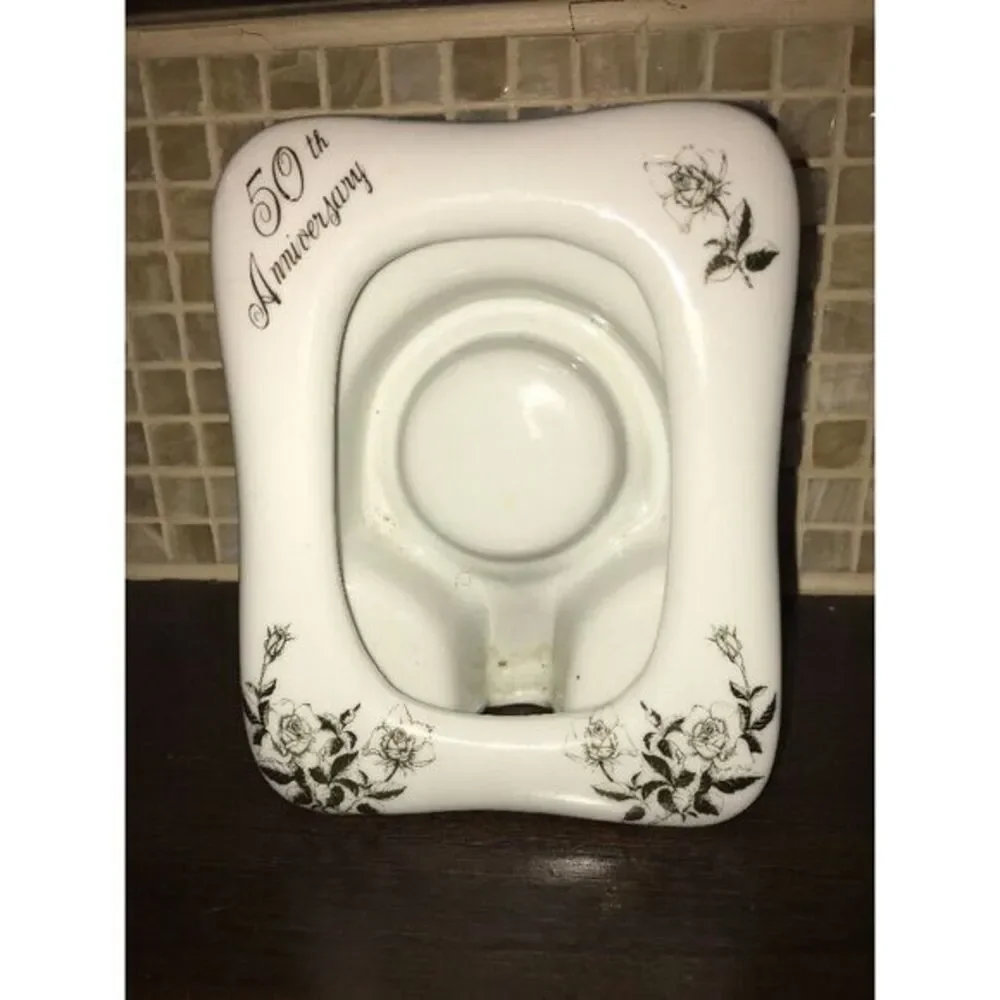 50th Anniversary Royal Crown GOLD PORCELAIN PHOTO FRAME WindUp Music Japan‎